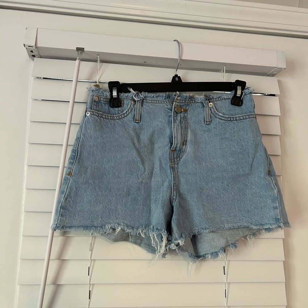 BDG Blue Jean Shorts with Frayed Hem